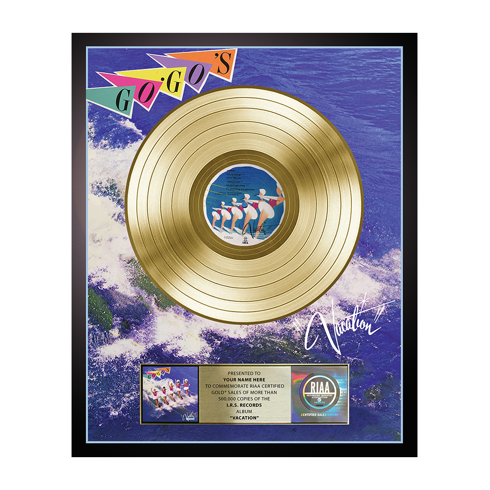 Personalized Vacation Gold Record Black Frame 