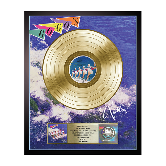 Personalized Vacation Gold Record Black Frame 
